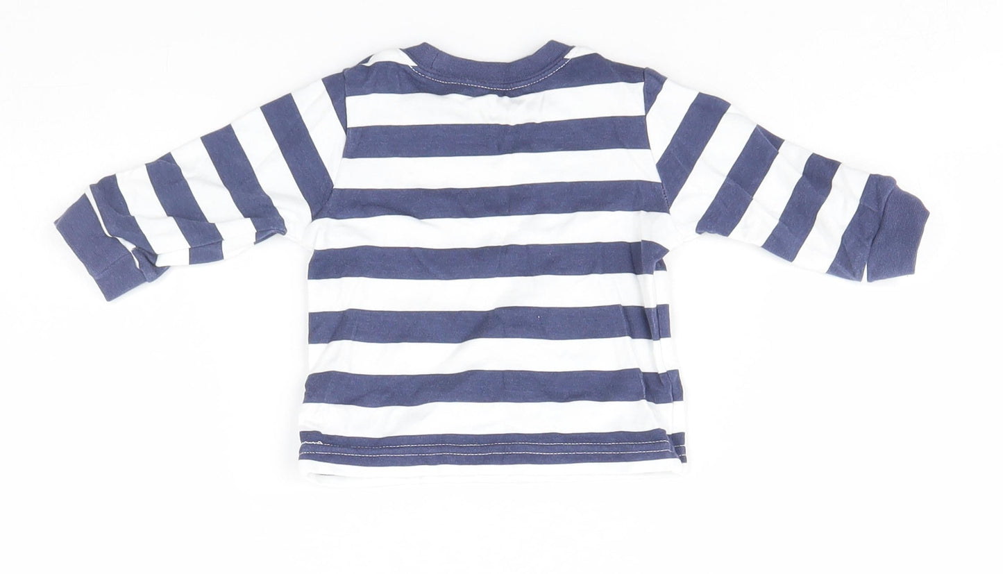 George Baby Blue Striped  Basic Polo Size 0-3 Months