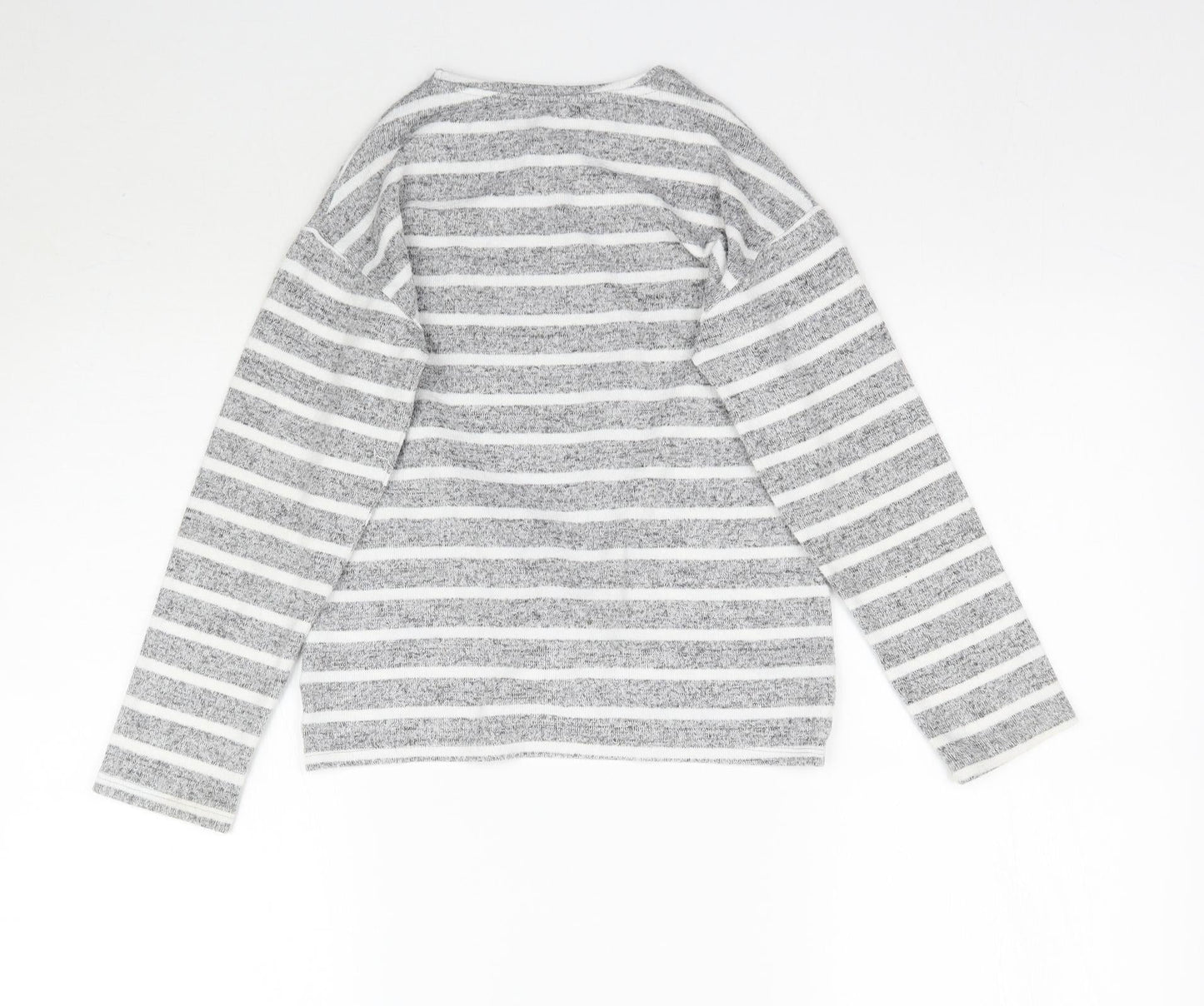 George Girls Grey Striped  Basic T-Shirt Size 9-10 Years  - Knot detail