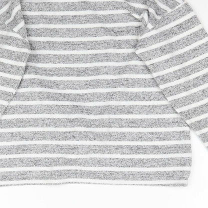 George Girls Grey Striped  Basic T-Shirt Size 9-10 Years  - Knot detail