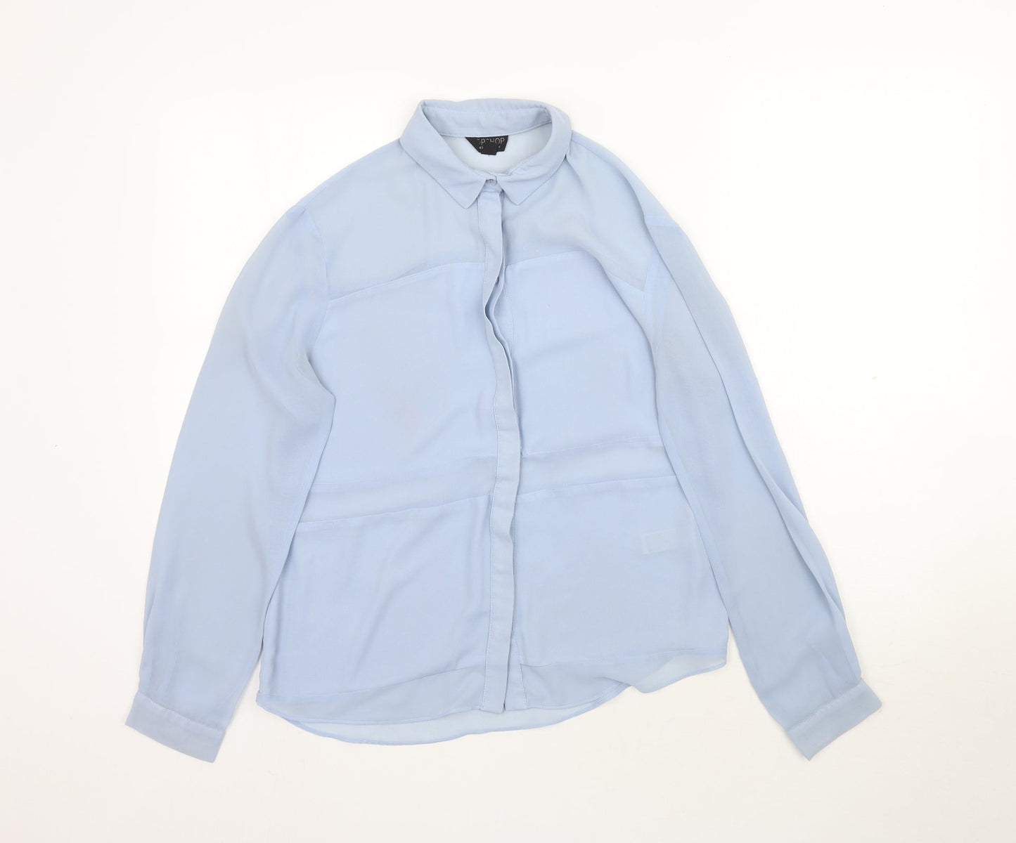 Womens UK Size 8 Topshop Blue Basic Button-Up