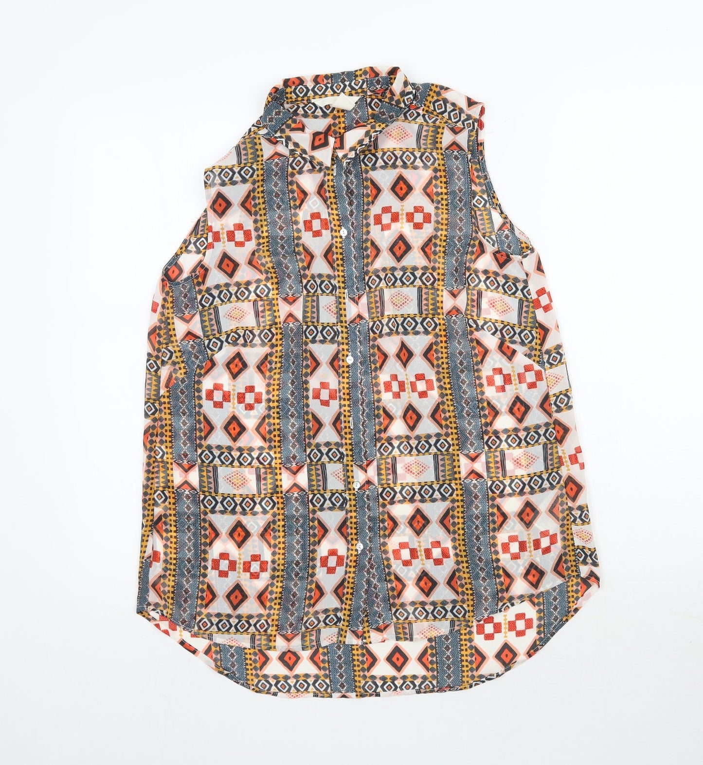 Womens UK Size 8 H&M Multicoloured Basic Button-Up