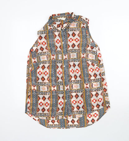 Womens UK Size 8 H&M Multicoloured Basic Button-Up