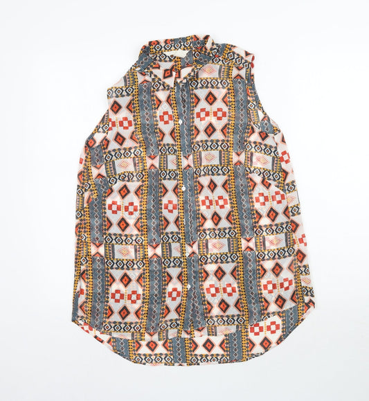 Womens UK Size 8 H&M Multicoloured Basic Button-Up