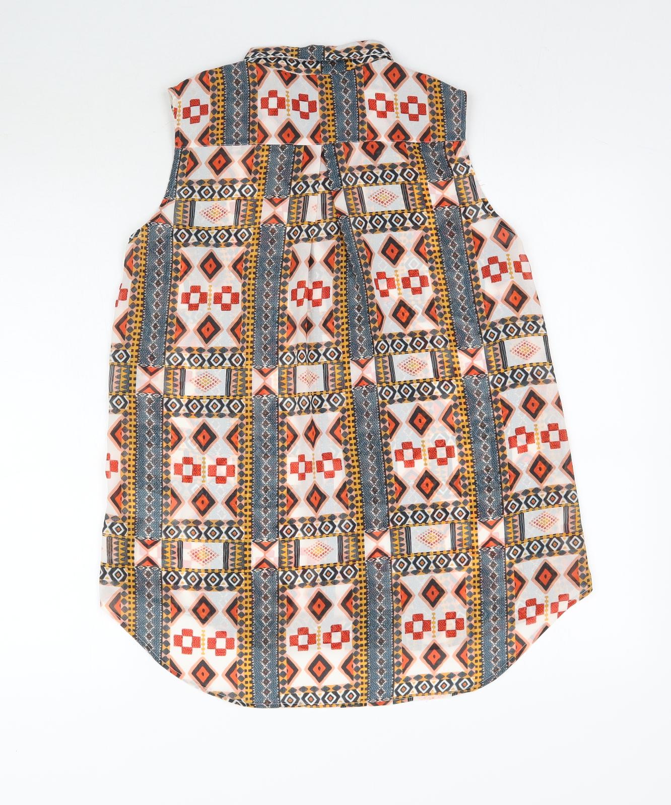 Womens UK Size 8 H&M Multicoloured Basic Button-Up