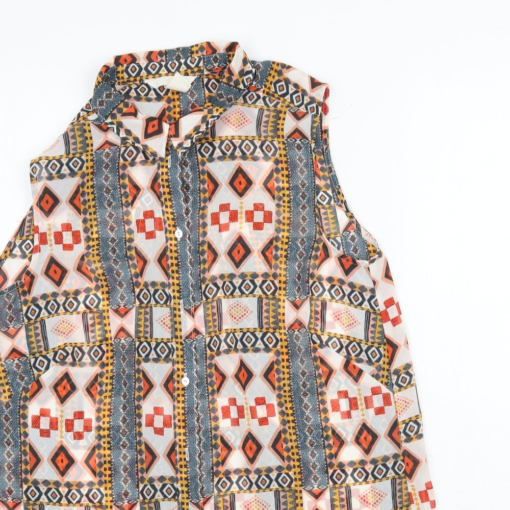 Womens UK Size 8 H&M Multicoloured Basic Button-Up
