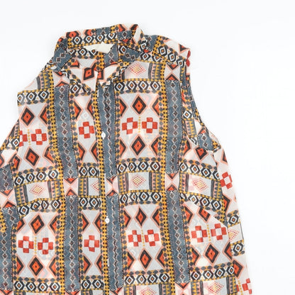 Womens UK Size 8 H&M Multicoloured Basic Button-Up