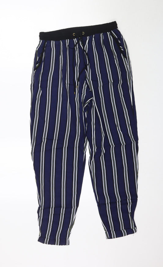F&F Womens Blue Striped  Trousers  Size 10 L29 in