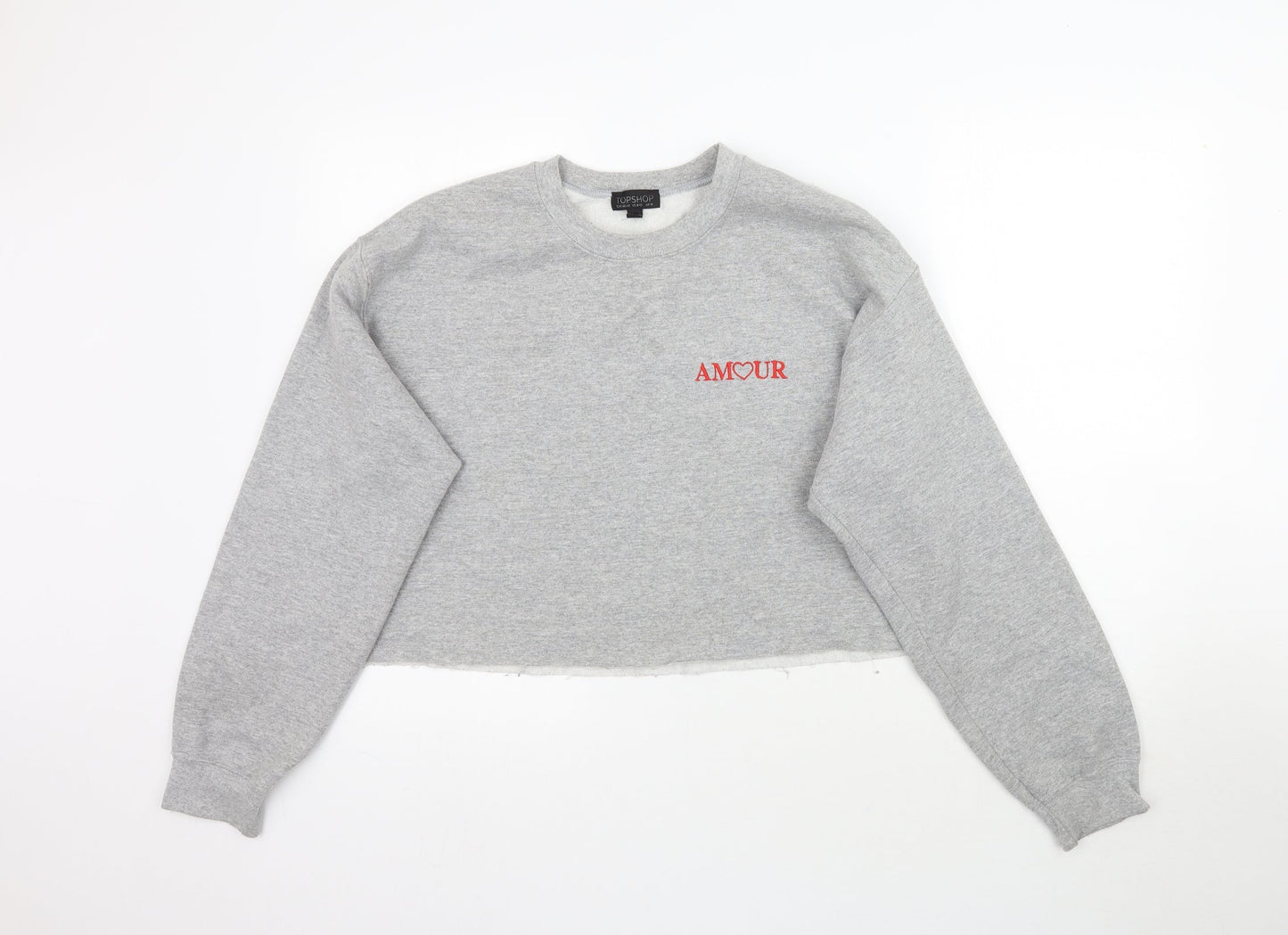 Topshop Womens Grey   Pullover Sweatshirt Size M  - Cropped Amour