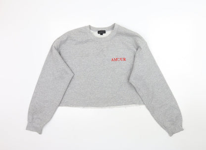 Topshop Womens Grey   Pullover Sweatshirt Size M  - Cropped Amour
