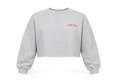 Front view of Topshop women’s grey pullover sweatshirt, size M, - cropped amour