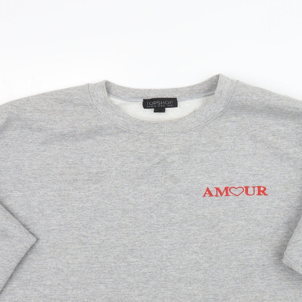 Topshop Womens Grey   Pullover Sweatshirt Size M  - Cropped Amour