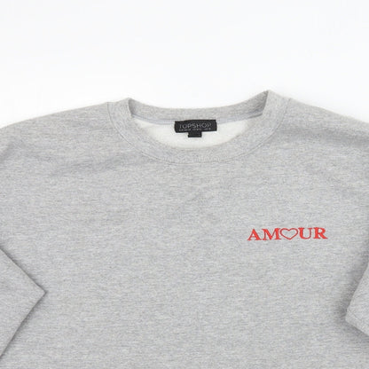 Topshop Womens Grey   Pullover Sweatshirt Size M  - Cropped Amour