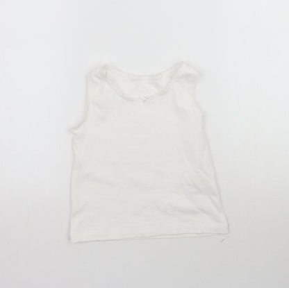 Additional front view of Nutmeg girls’ white basic tank, size 4-5, years - vest