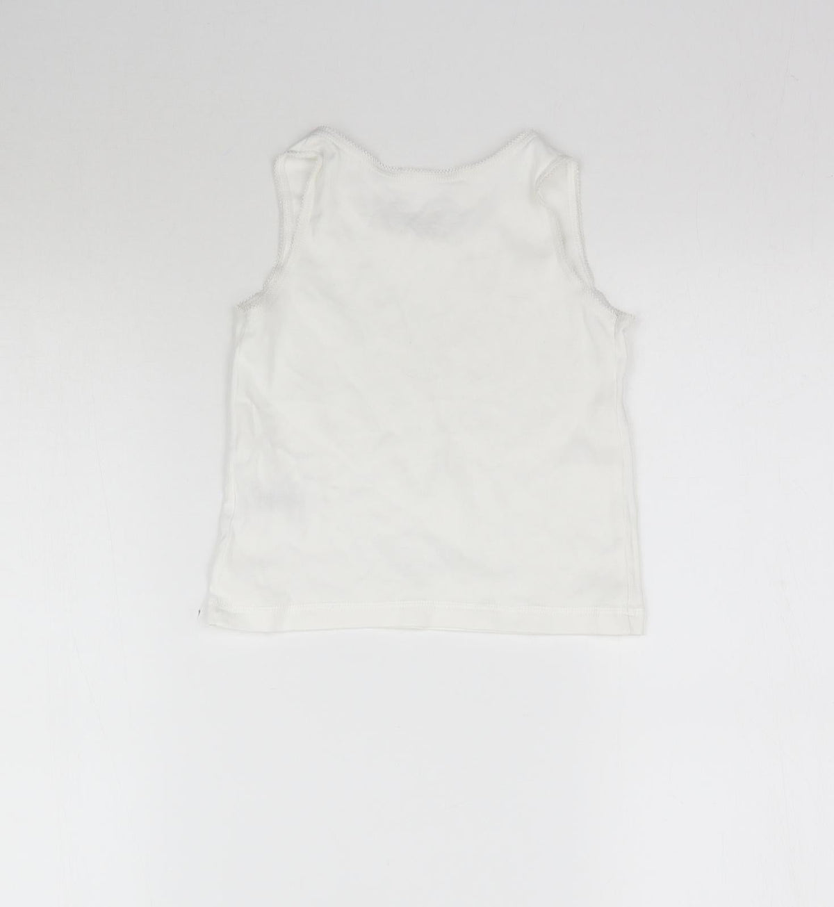 Back view of Nutmeg girls’ white basic tank, size 4-5, years - vest