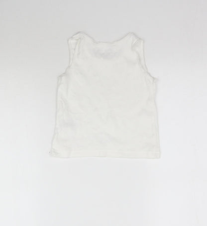 Back view of Nutmeg girls’ white basic tank, size 4-5, years - vest