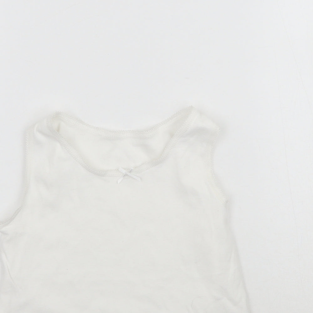 Close-up detail of Nutmeg girls’ white basic tank, size 4-5, years - vest