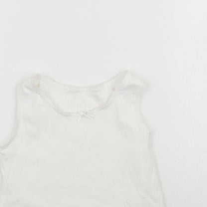 Close-up detail of Nutmeg girls’ white basic tank, size 4-5, years - vest