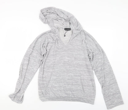 Additional front view of PRETTYLITTLETHING women’s grey pullover hoodie, size UK 8