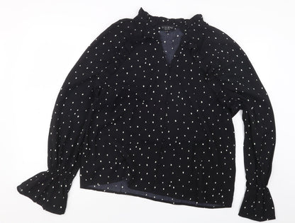 Womens UK Size 10 In the Style Black Basic Button-Up