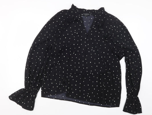 Womens UK Size 10 In the Style Black Basic Button-Up