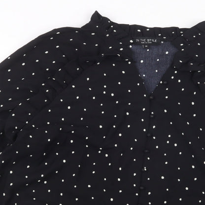 Womens UK Size 10 In the Style Black Basic Button-Up