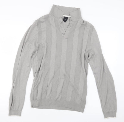 River Island Mens Grey  Knit  Polo Size M
