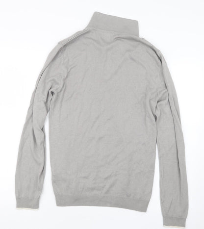River Island Mens Grey  Knit  Polo Size M