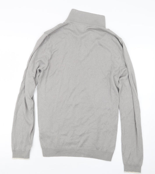 River Island Mens Grey  Knit  Polo Size M
