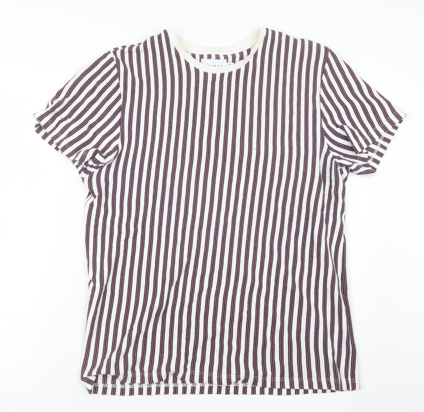 Topman Mens White Striped   T-Shirt Size M