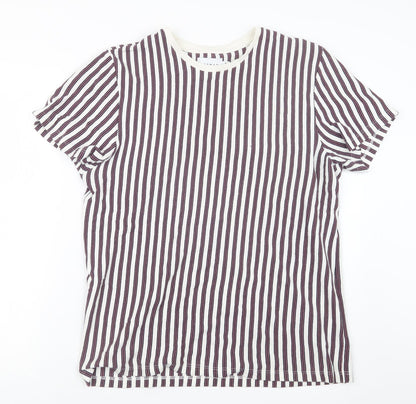 Topman Mens White Striped   T-Shirt Size M