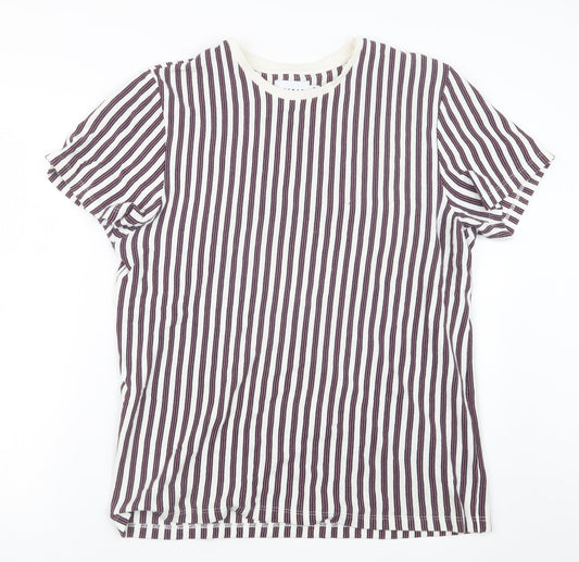 Topman Mens White Striped   T-Shirt Size M