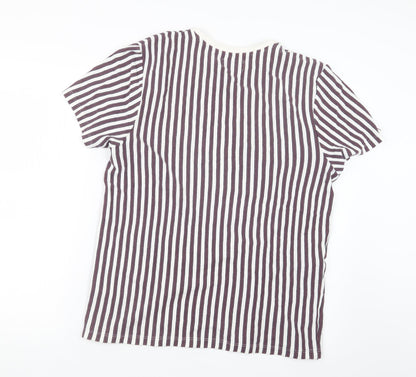 Topman Mens White Striped   T-Shirt Size M