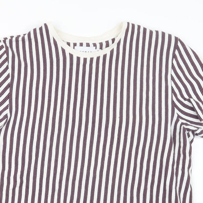 Topman Mens White Striped   T-Shirt Size M