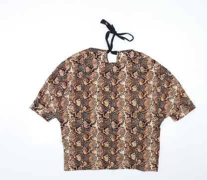 Primark Womens Brown Animal Print  Basic Blouse Size 6