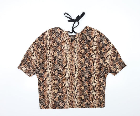 Primark Womens Brown Animal Print  Basic Blouse Size 6