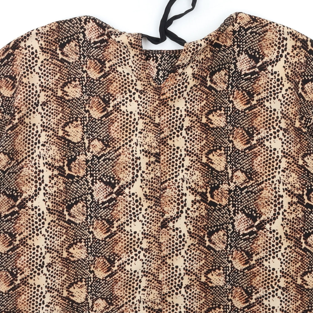Primark Womens Brown Animal Print  Basic Blouse Size 6