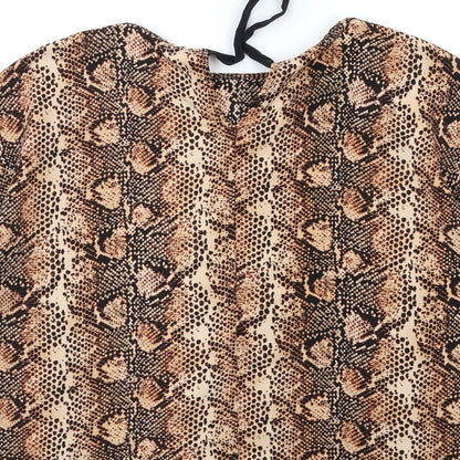 Primark Womens Brown Animal Print  Basic Blouse Size 6