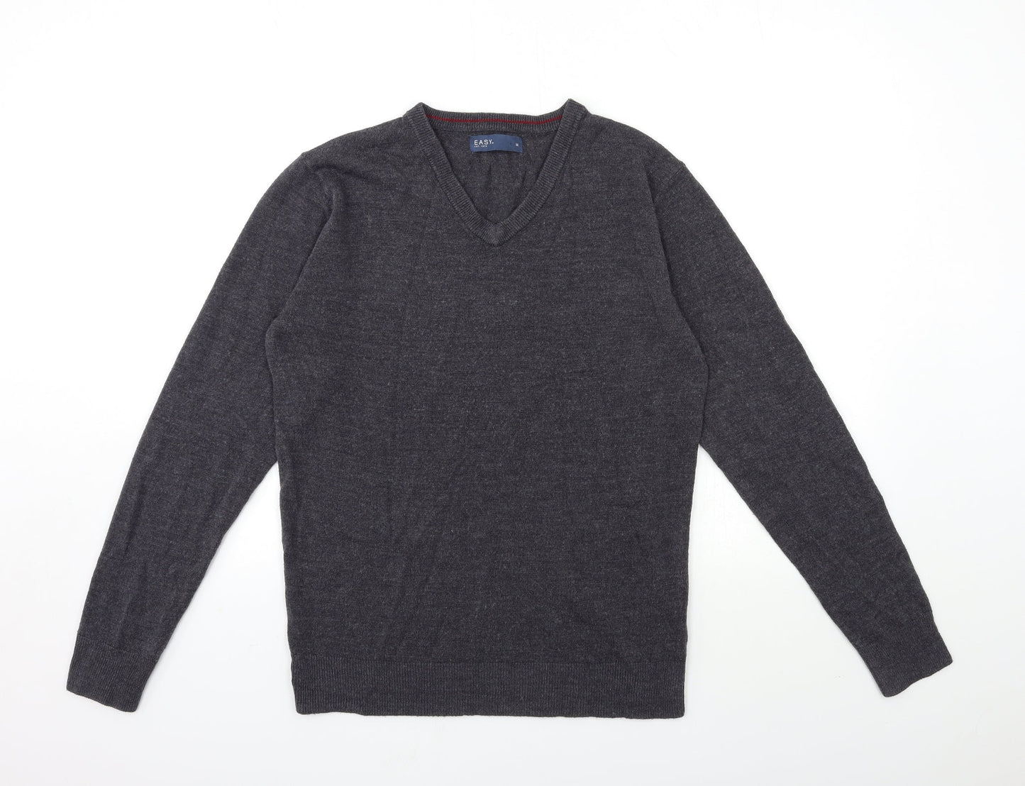 Easy Mens Grey  Knit Pullover Jumper Size M