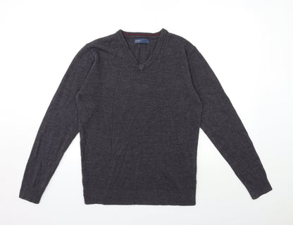 Easy Mens Grey  Knit Pullover Jumper Size M