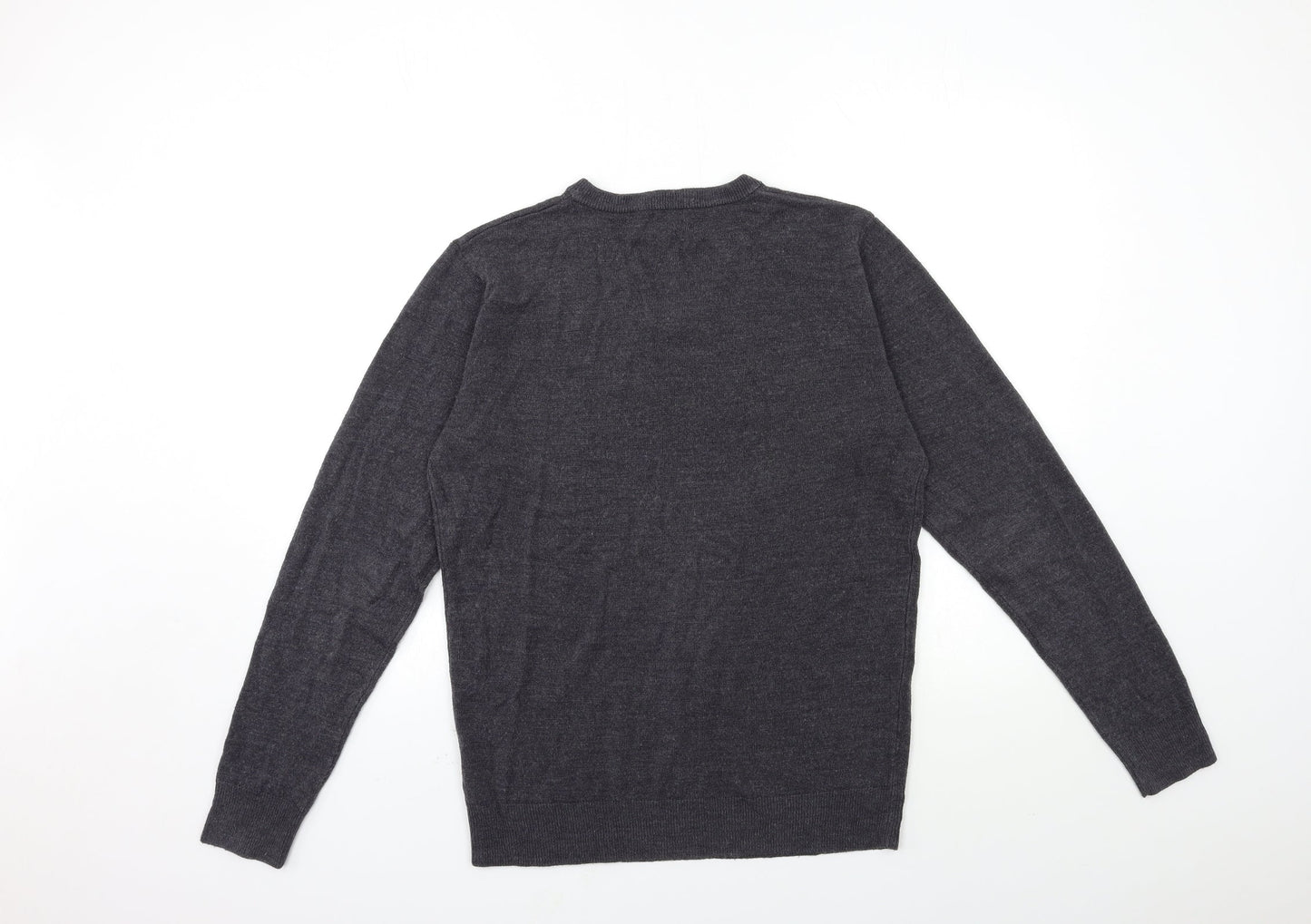 Easy Mens Grey  Knit Pullover Jumper Size M