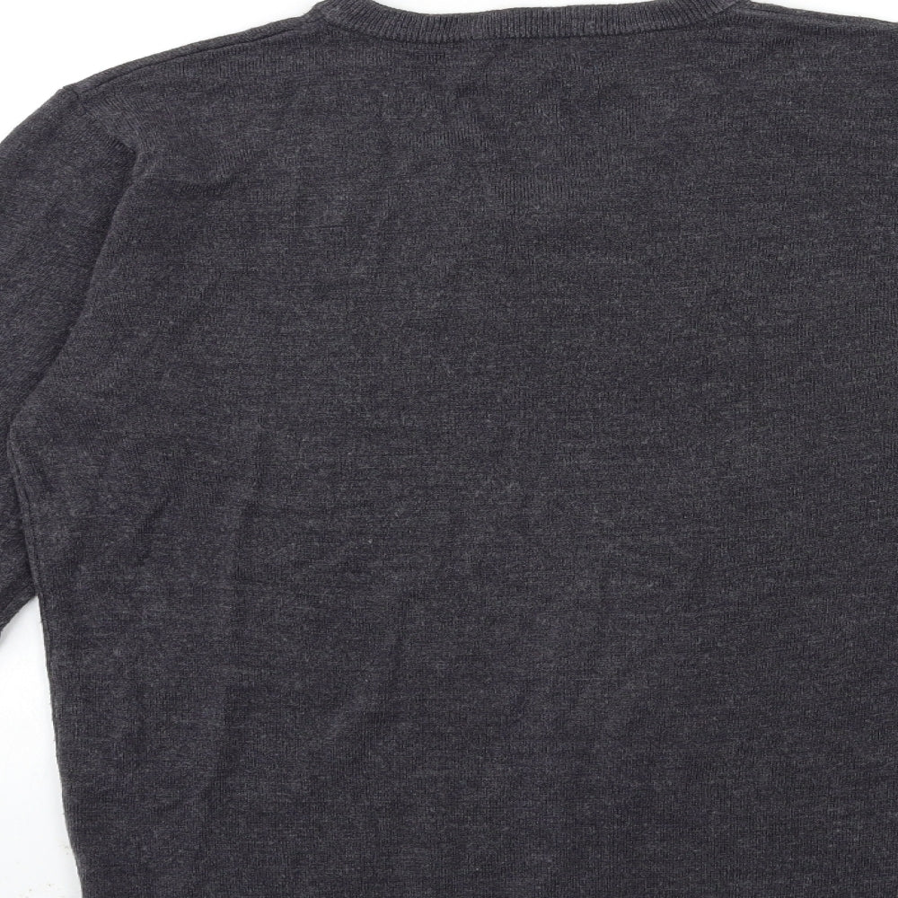Easy Mens Grey  Knit Pullover Jumper Size M