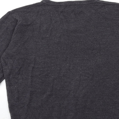 Easy Mens Grey  Knit Pullover Jumper Size M