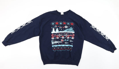 Gildan Mens Blue   Pullover Jumper Size L