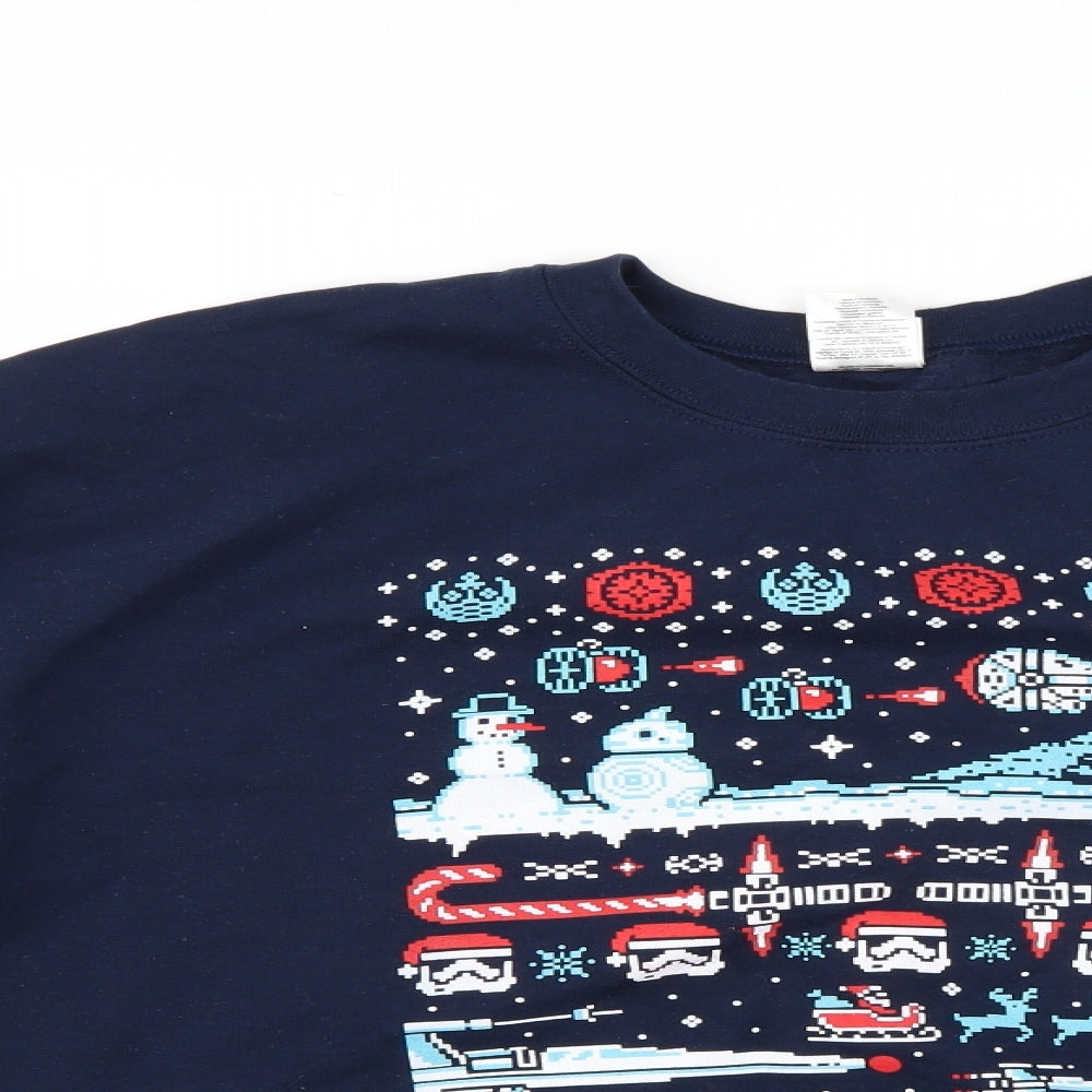 Gildan Mens Blue   Pullover Jumper Size L