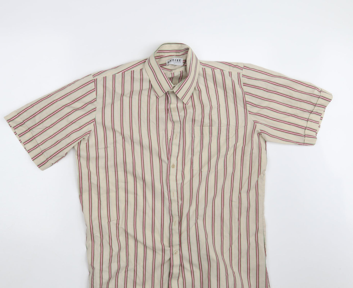 RIPCORD Mens Beige Striped   Button-Up Size L