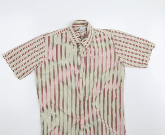 RIPCORD Mens Beige Striped   Button-Up Size L