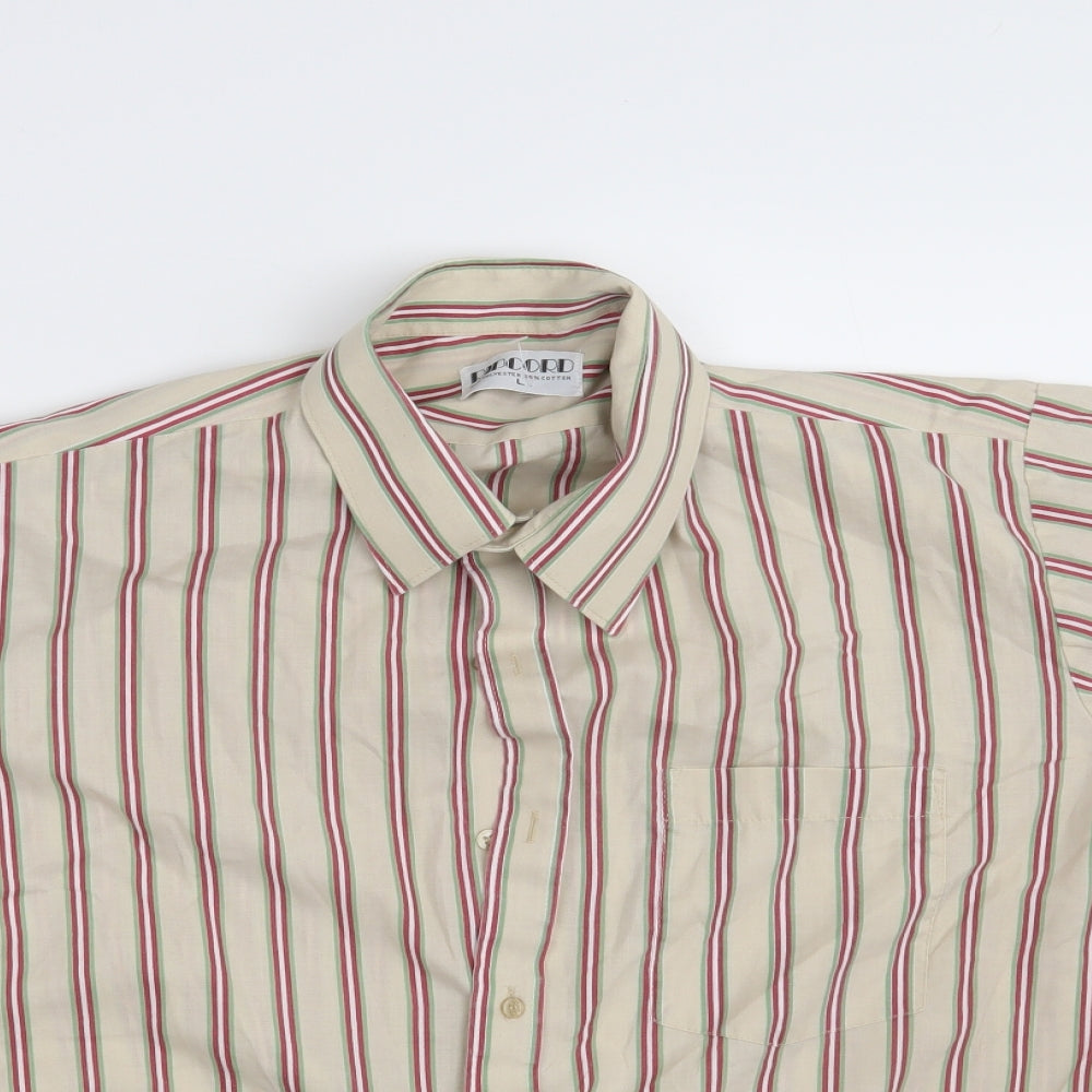 RIPCORD Mens Beige Striped   Button-Up Size L