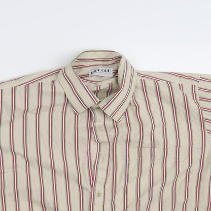 RIPCORD Mens Beige Striped   Button-Up Size L