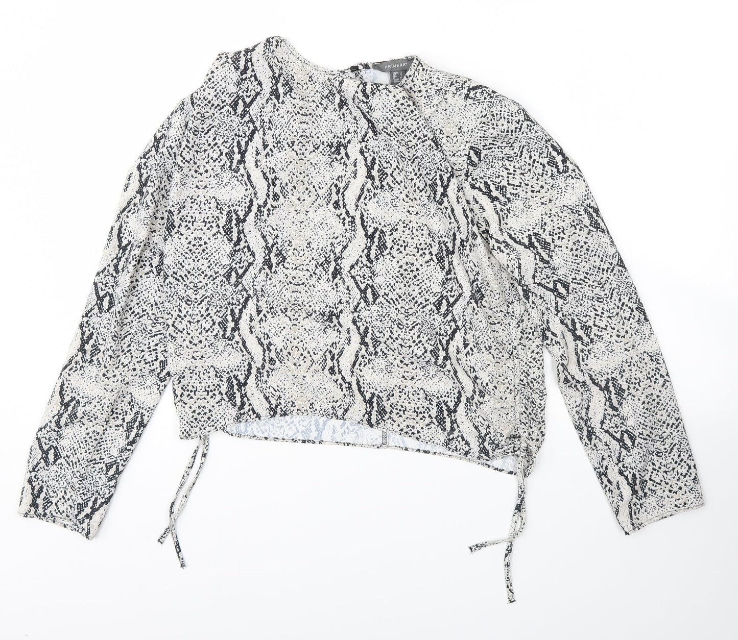 Primark Womens White Animal Print  Basic Blouse Size 8  - Shoulder Pads