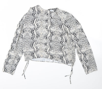 Primark Womens White Animal Print  Basic Blouse Size 8  - Shoulder Pads